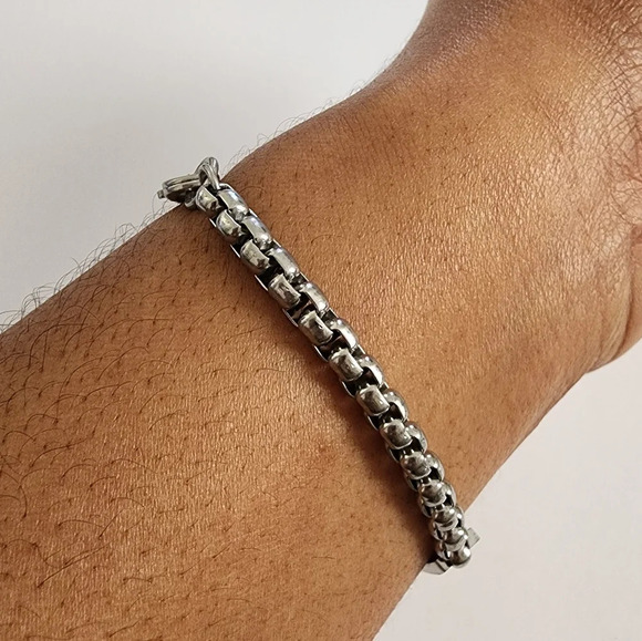 DKNY, Menswear Bar Tag Chain Bracelet Silver Tone Single Lenght Preloved - Picture 5 of 13